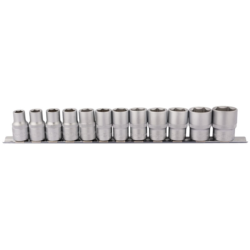 1/2" SQ. DR. Socket Set On Metal Rail (12 PIECE)