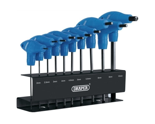 Draper Metric "T" Handle Hexagon Key Set (10 piece)
