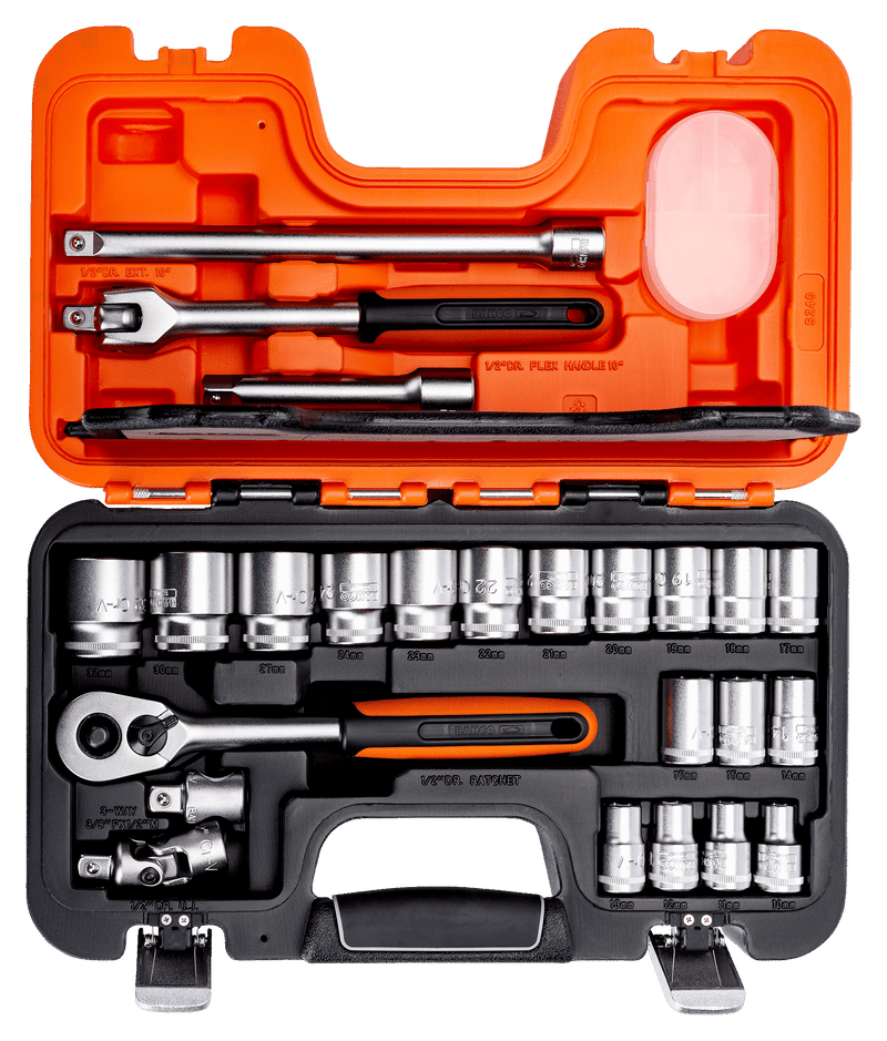 1/2" Square Drive Socket Set with Metric Hex Profile and Ratchet